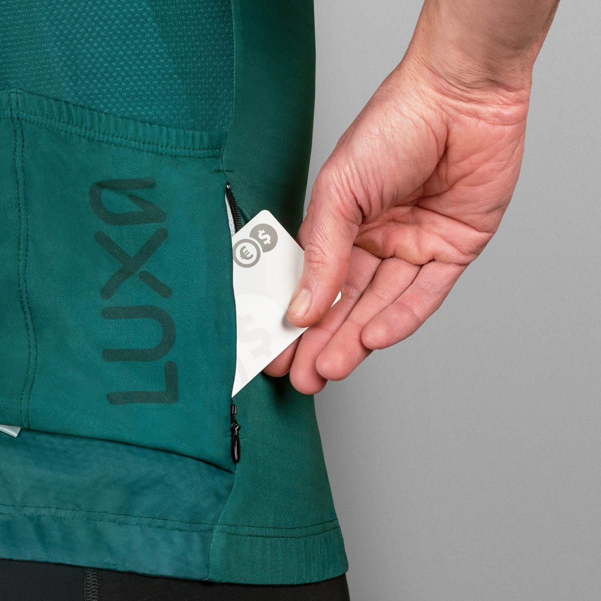All green Lollipop Jersey with reinforced back pockets and one zippered